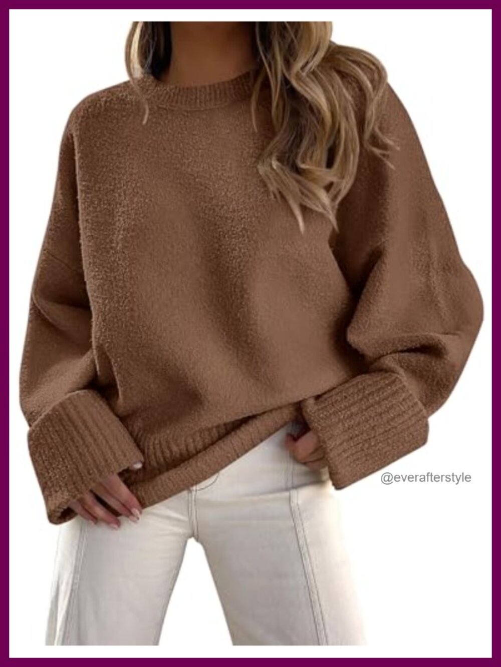 PRETTYGARDEN Women's Fuzzy Oversized Crewneck Pullover Sweater
